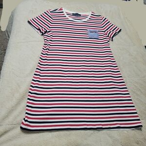 Tommy Hilfiger summet dress red white blue striped tee dress, XL